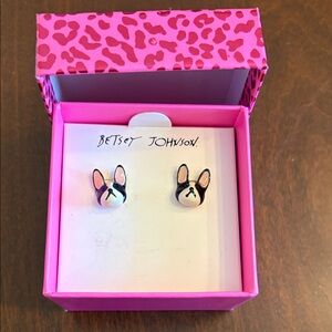 NIB Betsey Johnson French Bulldog Earrings